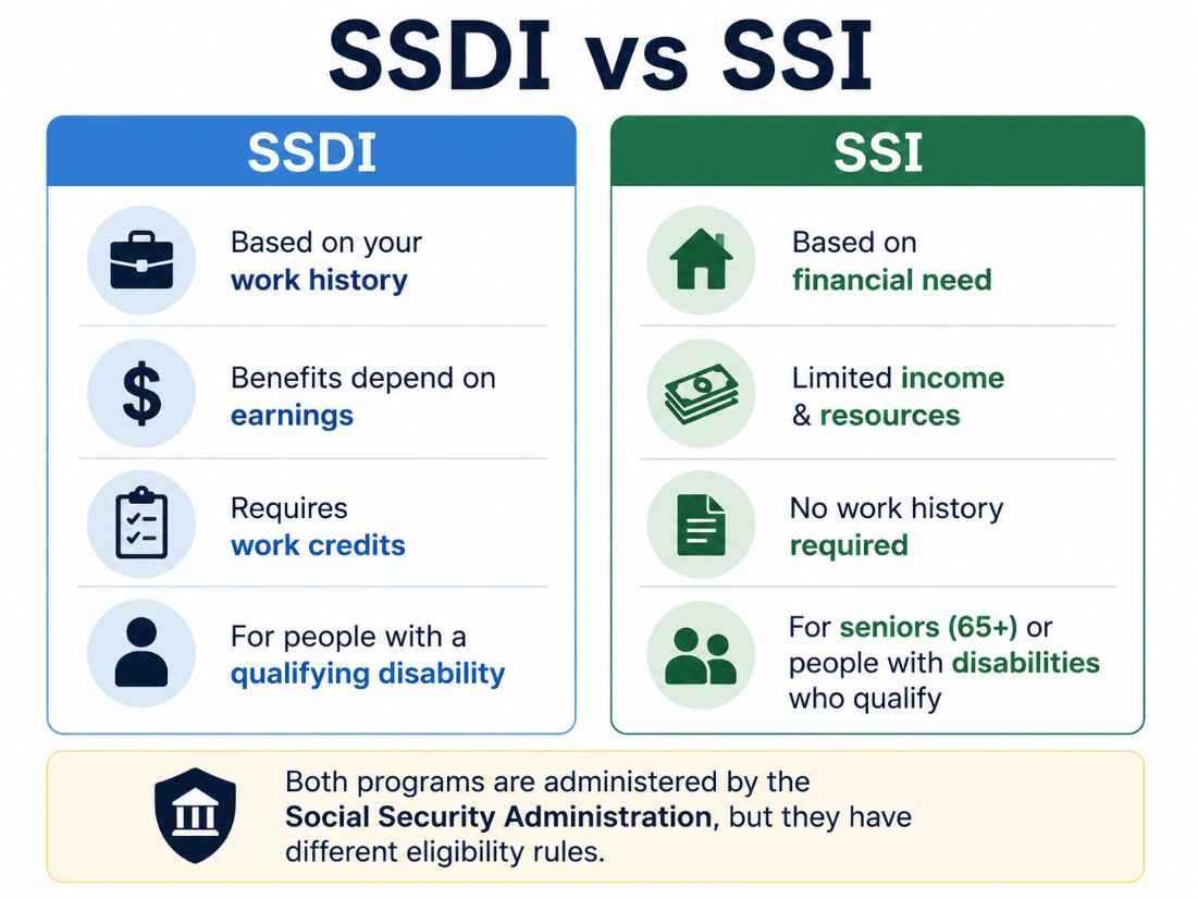 SSDI vs SSI benefit letters comparison for seniors